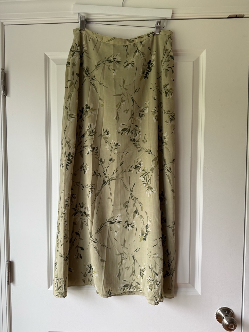 Vintage Rena Rowen Light Green Floral A-Line Women’s Skirt, Size 12